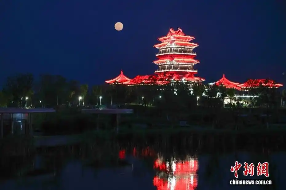 「中新画报」又是一年中秋圆月与地标们同框