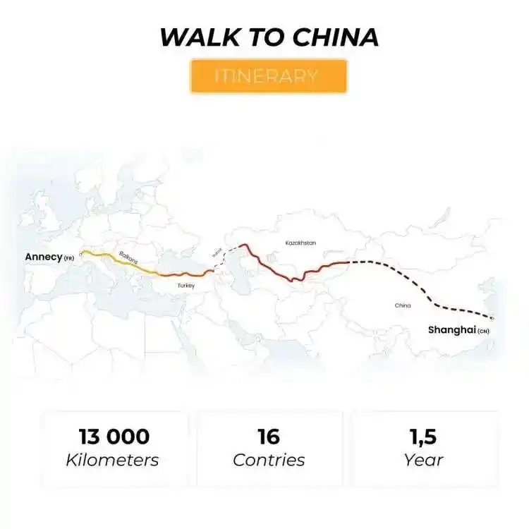 两个年轻人裸辞后徒步一年，只为从法国走到上海！途经15国已步行到新疆