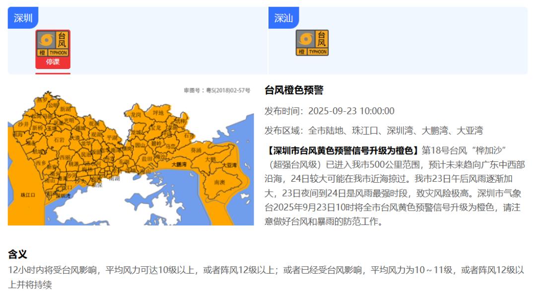 深圳台风预警信号升级为橙色！